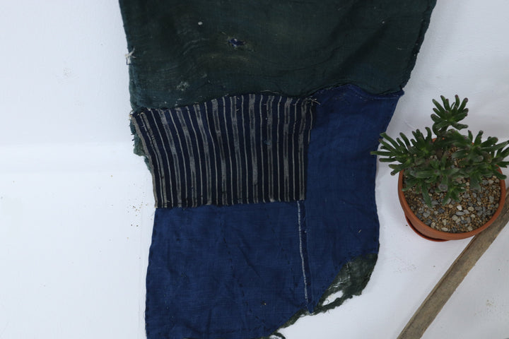 Antique Asian Emerald Blue Thin Fabric