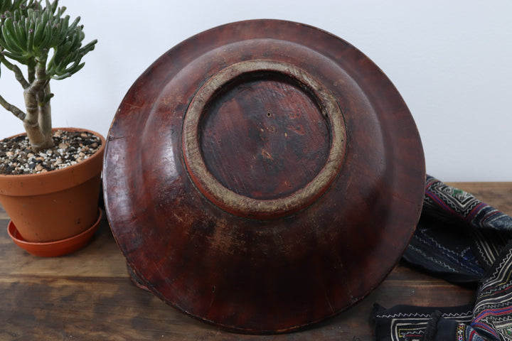 Antique Asian Red Hand-carved Matrimony Basket