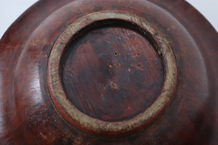 Antique Asian Red Hand-carved Matrimony Basket