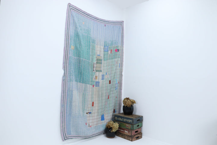 Antique Oriental Polychromed Large Blanket 