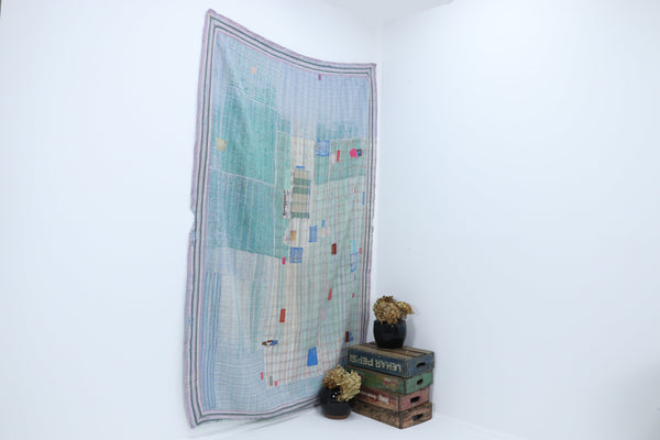 Antique Oriental Polychromed Large Blanket 