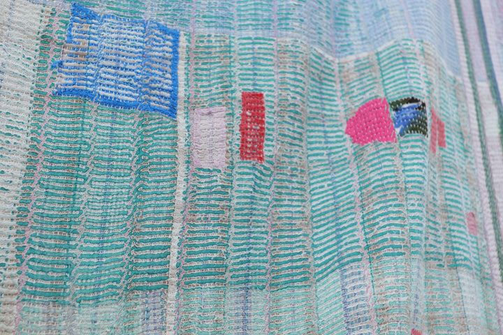 Antique Oriental Polychromed Large Blanket 