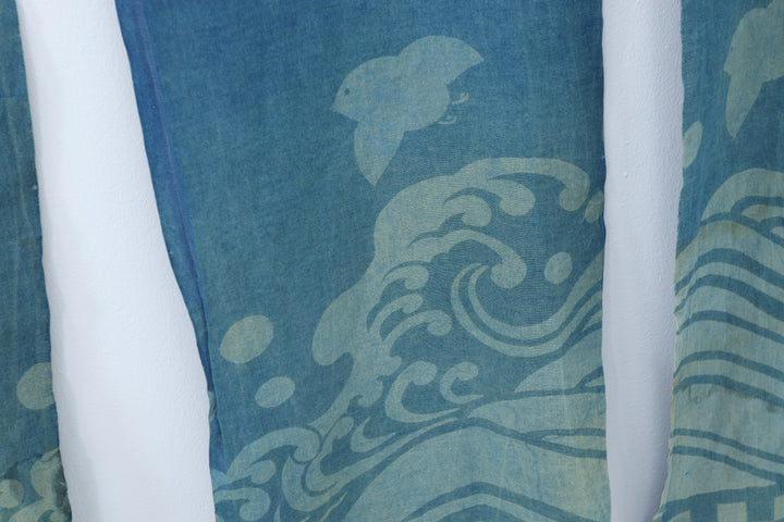 Antique Blue Indigo Asian Fabric
