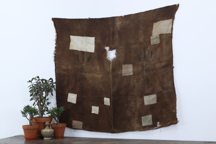 Antique Brown Asian Textile Wall Decor