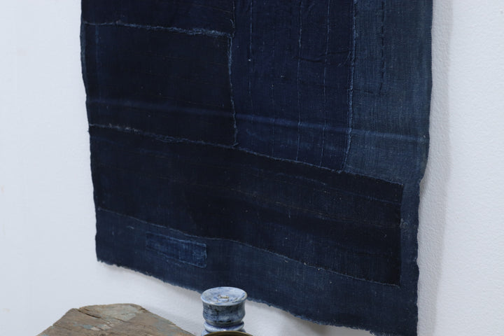 Antique asian Indigo Wall art textile 