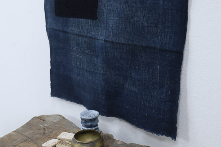 Antique asian Indigo Wall art textile 