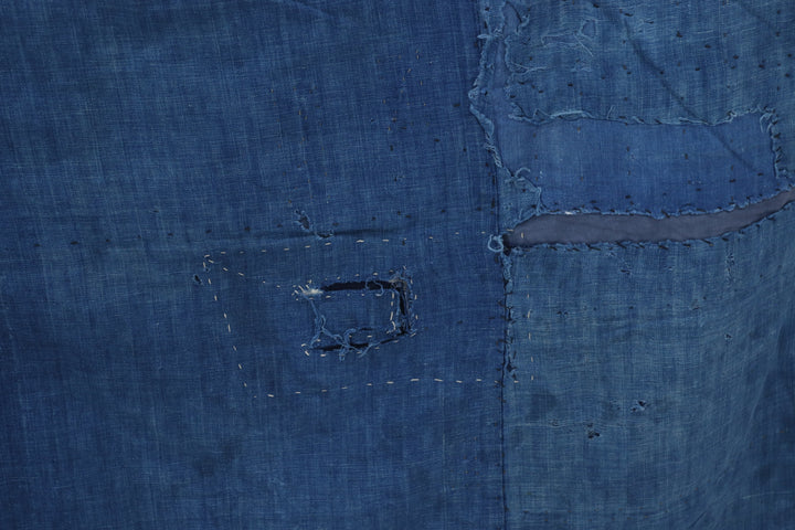Antique Big Asian Blue Patched Textile
