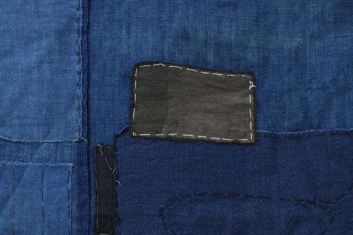 Antique Big Asian Blue Patched Textile