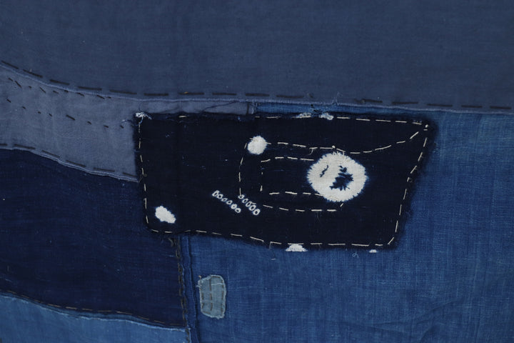 Antique Big Asian Blue Patched Textile