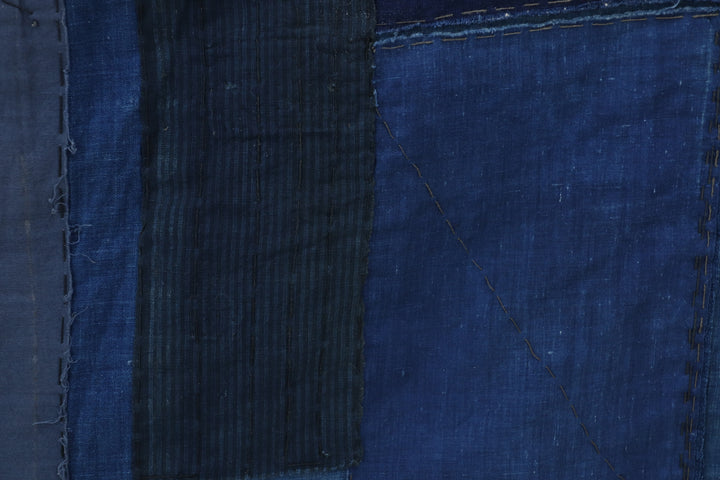 Antique Big Asian Blue Patched Textile