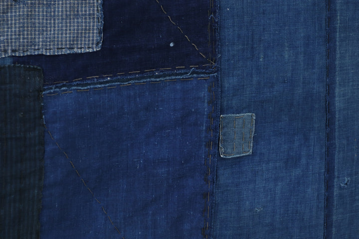 Antique Big Asian Blue Patched Textile