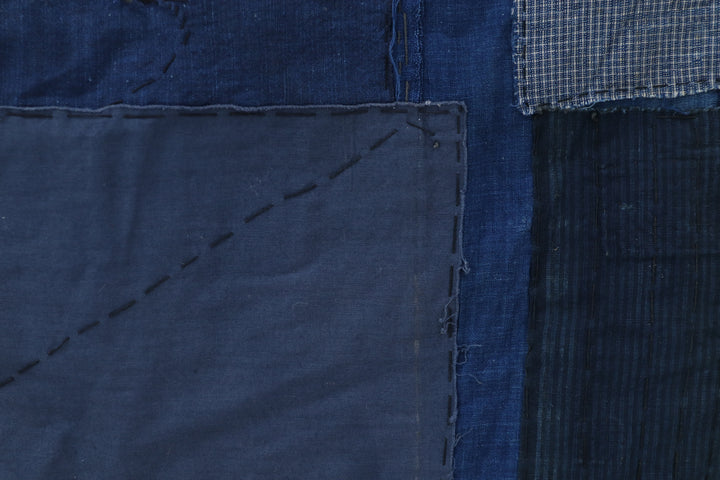 Antique Big Asian Blue Patched Textile