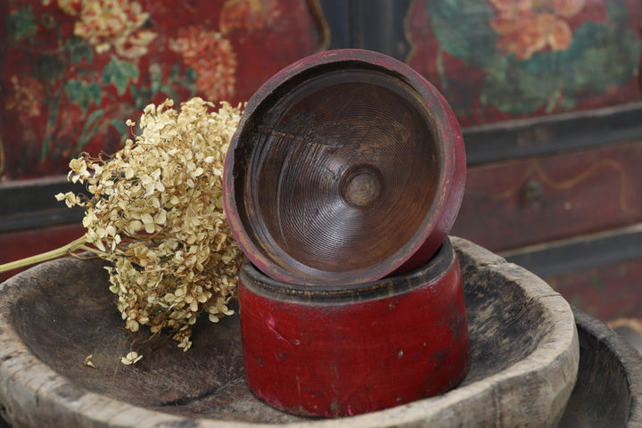 Antique Asian Burgundy Trinket Box