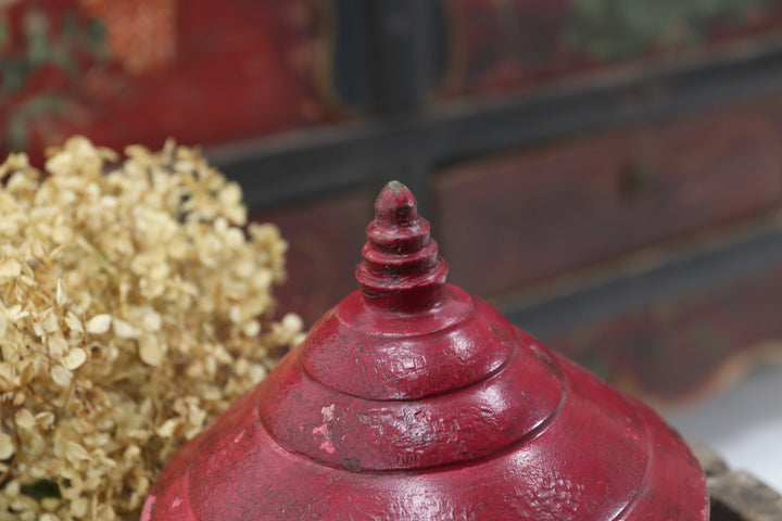 Antique Asian Burgundy Trinket Box