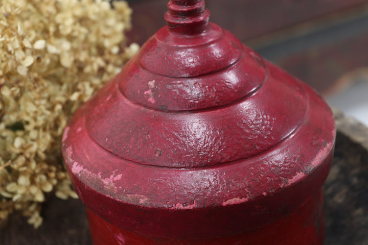 Antique Asian Burgundy Trinket Box