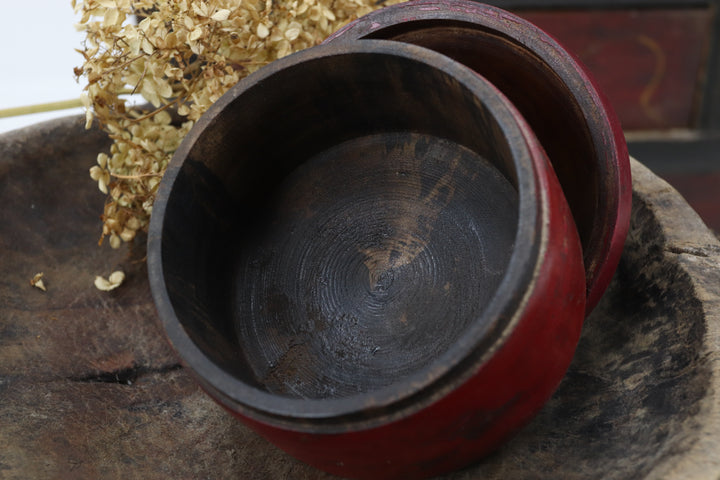 Antique Asian Burgundy Trinket Box
