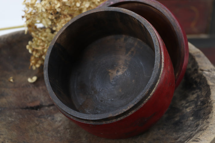 Antique Asian Burgundy Trinket Box