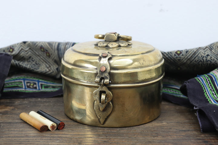 Antique Quaint Asian Metal Tin