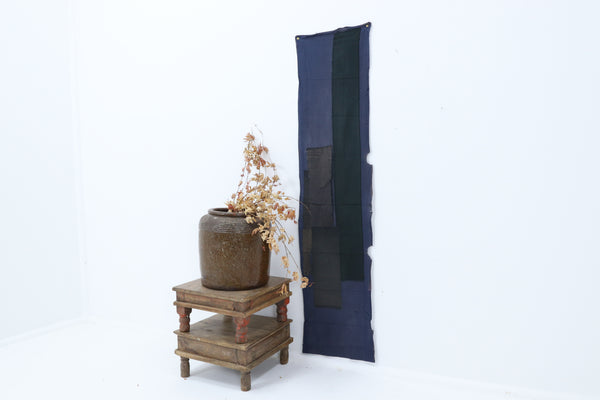 Antique Small Asian Blue Patched Textile