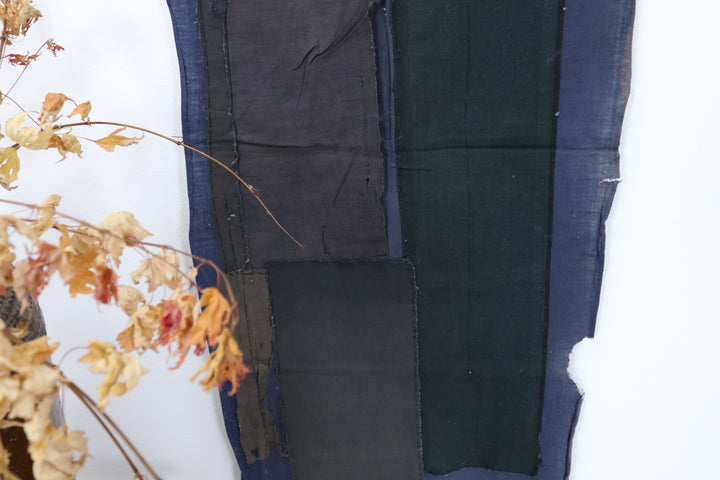 Antique Small Asian Blue Patched Textile