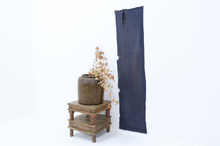 Antique Small Asian Blue Patched Textile