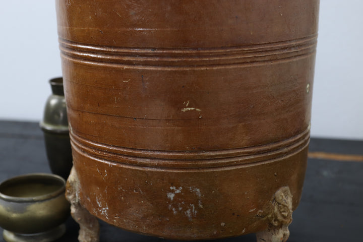 Antique Dark Tripod Ceramic Pot