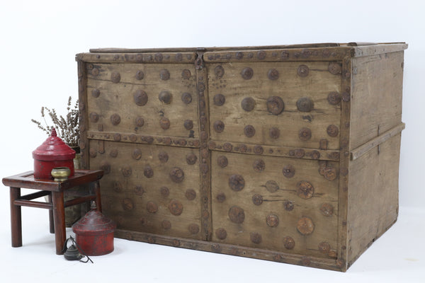 Vintage Wooden Trunk With Metal Revit's 