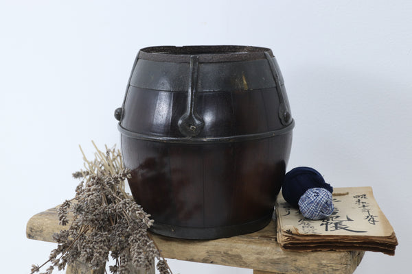 Antique Wooden Asian Pot