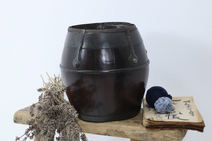 Antique Wooden Asian Pot