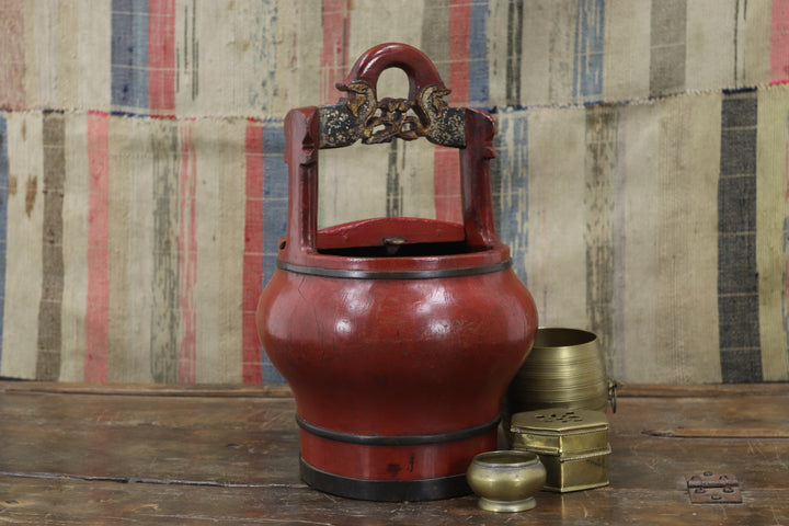 Antique Maroon Asian Container