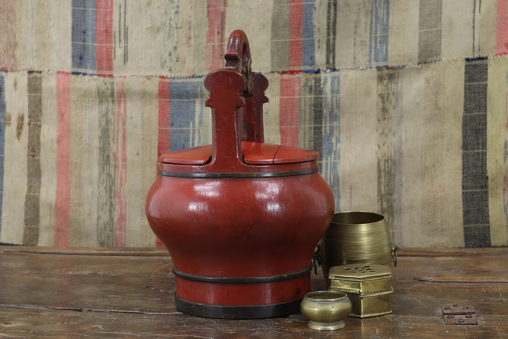 Antique Maroon Asian Container