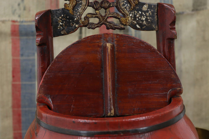 Antique Maroon Asian Container