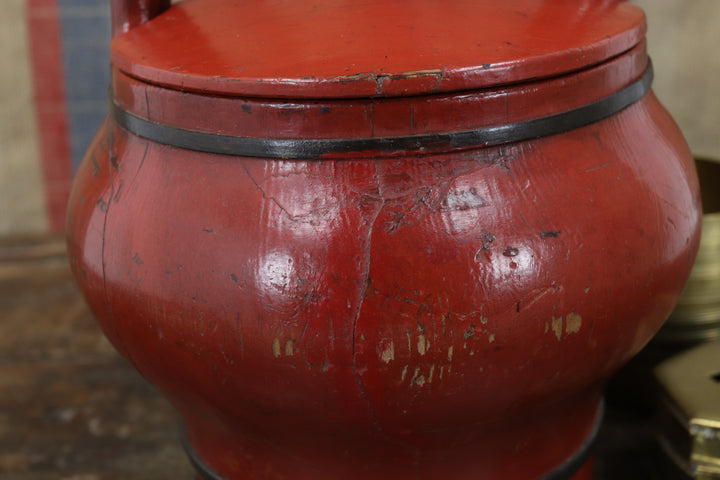 Antique Maroon Asian Container
