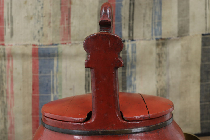 Antique Maroon Asian Container