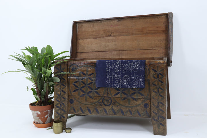 Antique Hungarian Romanian Wooden Trunk