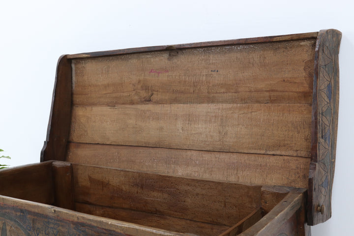 Antique Hungarian Romanian Wooden Trunk