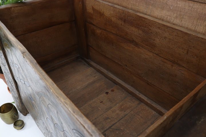 Antique Hungarian Romanian Wooden Trunk