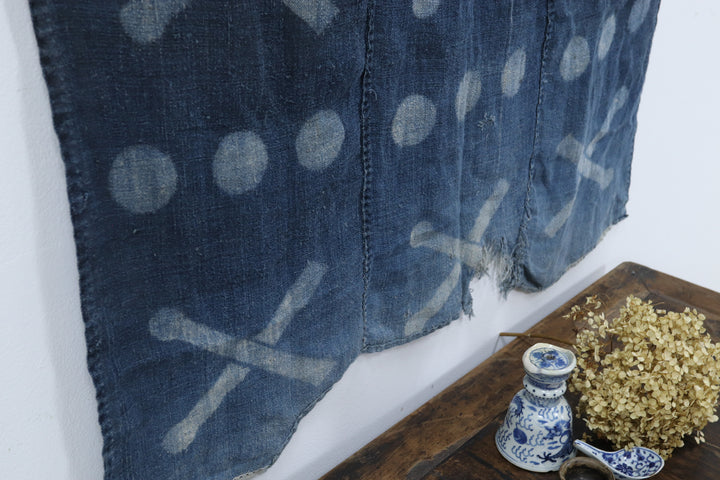 Antique Asian Blue Wall Decor Textile