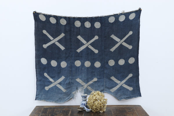 Antique Asian Blue Wall Decor Textile