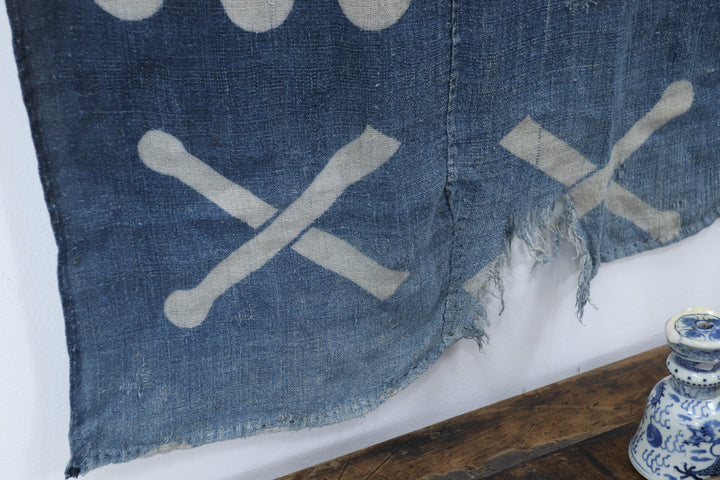 Antique Asian Blue Wall Decor Textile