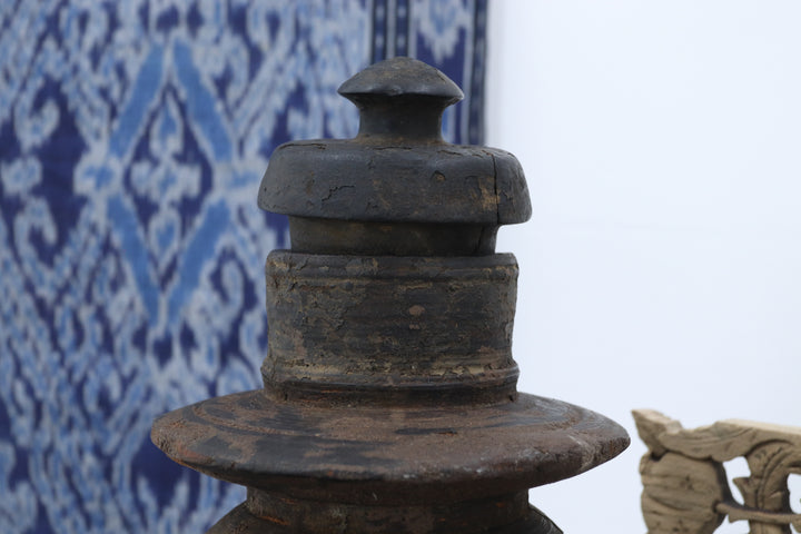 Antique Asian Black Wooden Vase