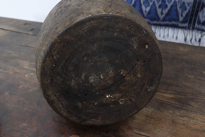 Antique Asian Black Wooden Vase