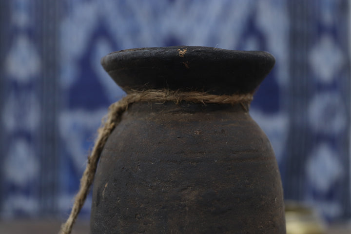 Antique Asian Black Wooden Vase