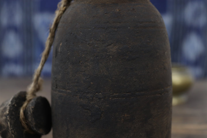 Antique Asian Black Wooden Vase