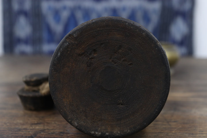 Antique Asian Black Wooden Vase