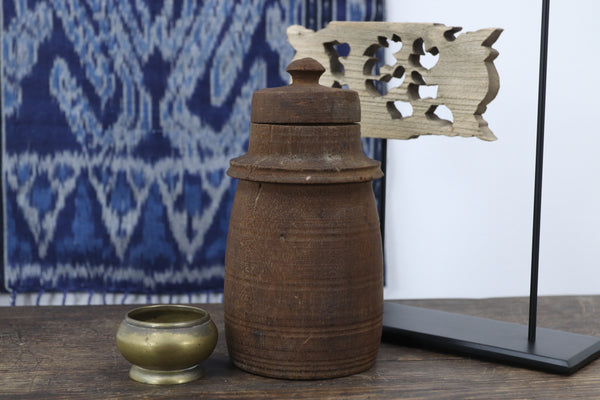 Antique Asian Black Wooden Vase
