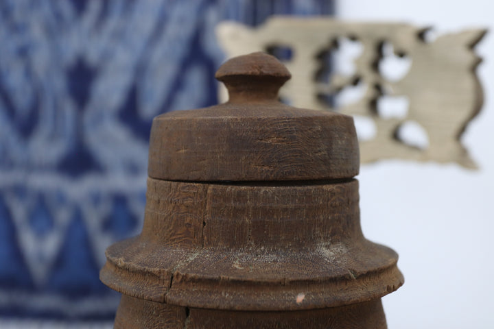 Antique Asian Black Wooden Vase