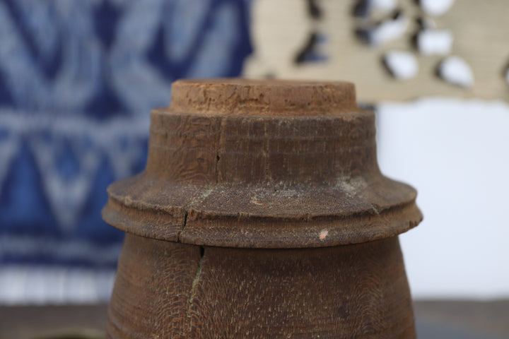 Antique Asian Black Wooden Vase