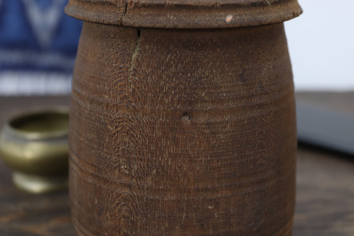 Antique Asian Black Wooden Vase