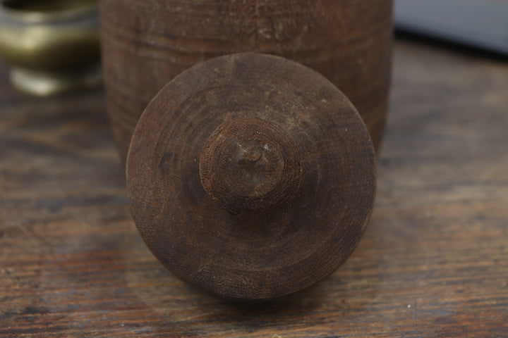 Antique Asian Black Wooden Vase